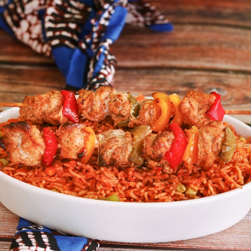 Diced Jerk Chicken with Smokey Nigerian Jollof Rice